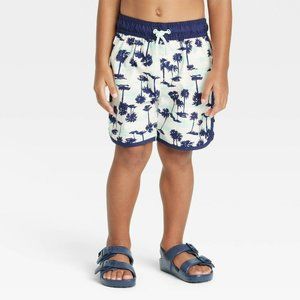 Toddler Boys' Leaf Swim Shorts Cat & Jack White 3T